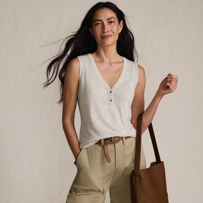 Linen Blend Sleeveless Top, Women, size: 14-16, petite, Misc, Cotton/Linen/Cotton-blend, by Lands' End