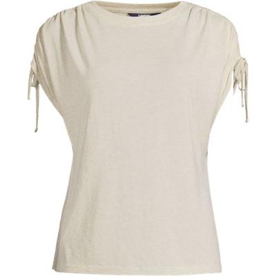 Linen Blend Ruched Sleeve Top, Women, size: 8, petite, Misc, Linen/Viscose, by Lands' End