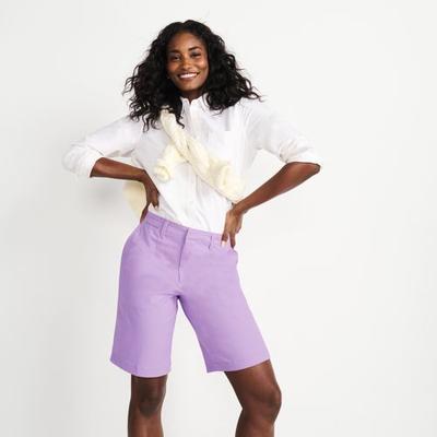 Chino Bermuda Shorts, Women, size: 10, regular, Purple, Spandex/Cotton-blend, by Lands' End