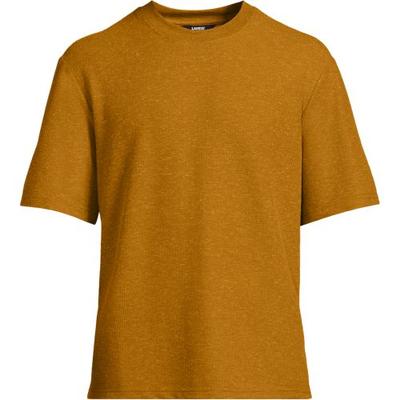 Perfect Waffle T-shirt, Men, size: 42-44, regular, Yellow, Linen/Poly-blend, by Lands' End