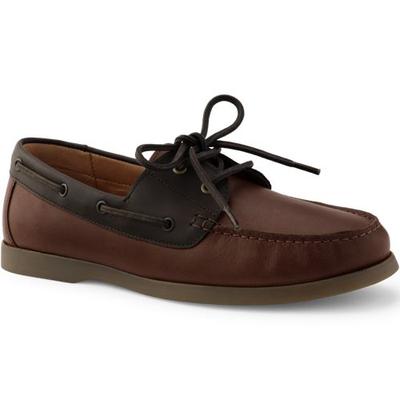Leather Boat Shoes, Men, size: 11, regular, Brown, Leather, by Lands' End
