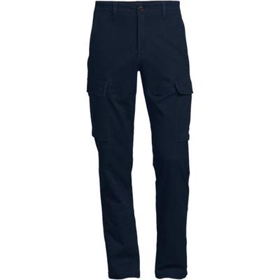 Everyday Stretch Cargo Trousers, Straight Fit, Men, size: 34 28, regular, Blue, by Lands' End