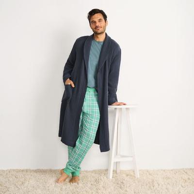 Cheesecloth Dressing Gown, Men, size: 38-40, regular, Blue, Cotton, by Lands' End