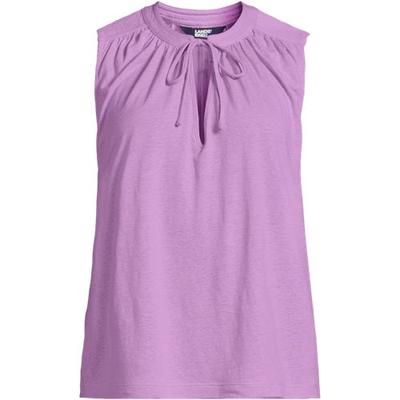 Linen Blend Notch Neck Swing Vest Top, Women, size: 16-18, regular, Purple, Linen, by Lands' End