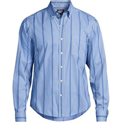 Buttondown Ultimate Shirt, Traditional Fit, Men, size: 38-40, regular, Blue, Spandex/Cotton-blend/Poly-blend, by Lands' End