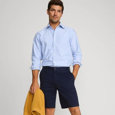 Stretch Chino Shorts, Men, size: 36, regular, Blue, Cotton-blend, by Lands' End