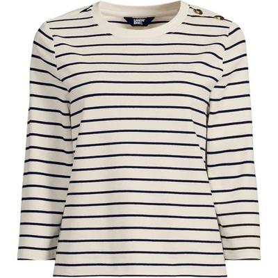 Button Shoulder T-shirt, Women, size: 8, regular, Ivory, Cotton, by Lands' End