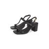 Sandalette TOMMY HILFIGER "LEATHER BLOCK HEEL SANDAL", Damen, Gr. 40, schwarz, Leder, modisch, Schuhe, Blockabsatz, Abendschuh, Partyschuh mit verstellbarer Schnalle