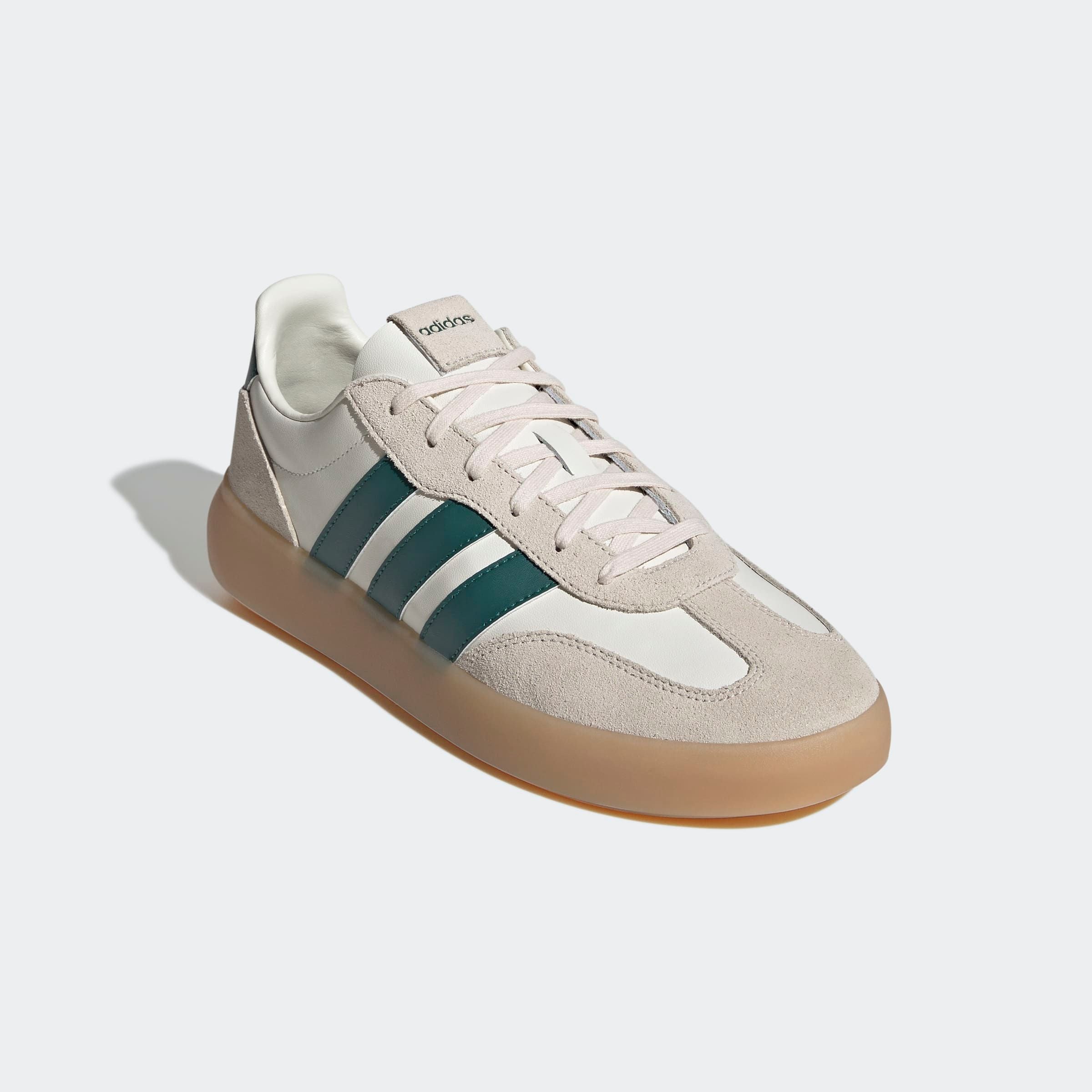 Sneaker ADIDAS SPORTSWEAR "BARREDA DECODE", Herren, Gr. 46, weiß (sanftes weiß, collegiate grün, wonder weiß), Leder, Schuhe Sneaker, Design auf den Spuren des adidas Handball Spezial