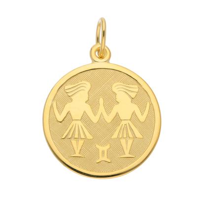 Ketten-Anhänger ADELIA´S "333 Gold Sternzeichen Anhänger Zwilling Ø 16 mm", gold, Schmuckanhänger, Damen, Zwilling, Gold, Goldschmuck für Damen & Herren Image