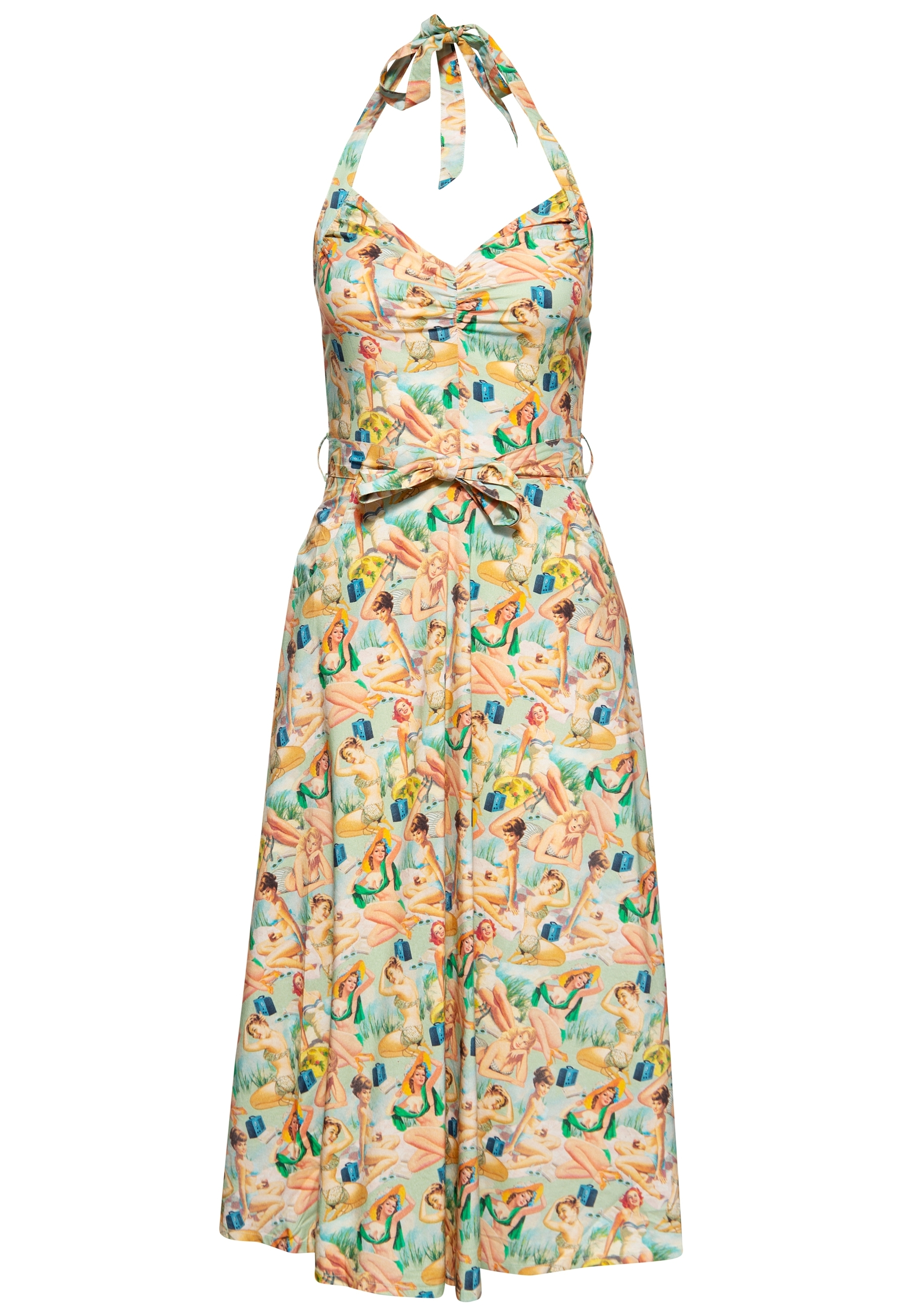 Queen Kerosin Damen Neckholder Pencil Kleid Mehrfarbig Image