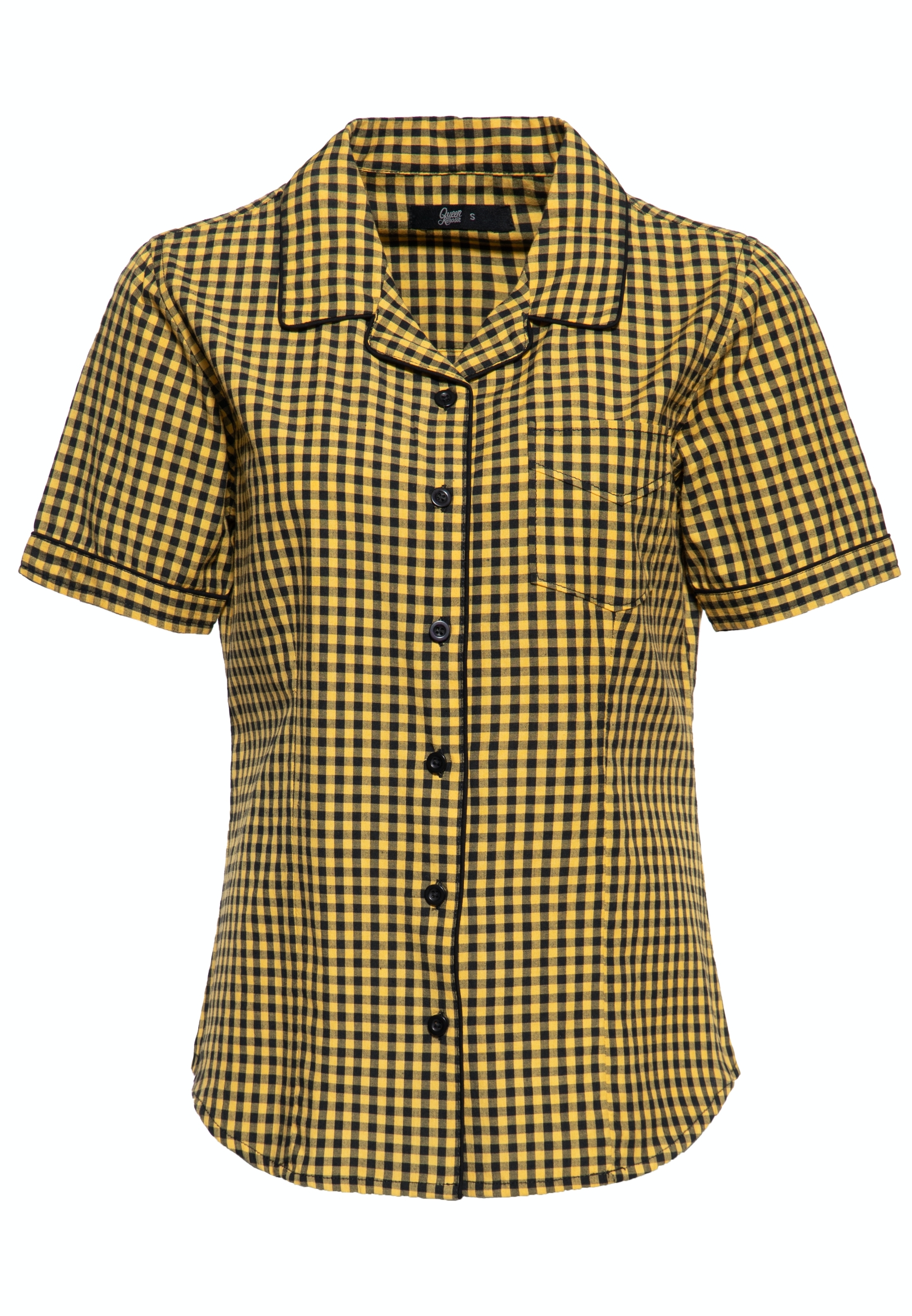 Queen Kerosin Damen Retro Hemdbluse gelb Image