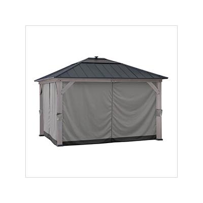 Sunjoy Group Replacement Privacy Curtains for 11 x 13 Hardtop Gazebo (Grey)