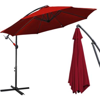 Sonnenschirm 300 cm Strandschirm Marktschirm Gartenschirm Terrassenschirm Rund UV30+, Rot Image