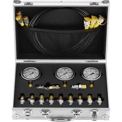 Hydraulikdruck-Testset, 250/400/600 Bar, 3 Messgeräte, 11 Kupplungen, 3 Schläuche, Bagger-Testset Image