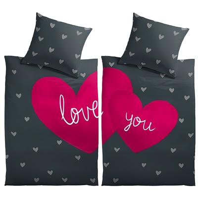 TEMU Romantic Heart Bedding Set Black Pink Love You Lettering Modern Pillowcase 80x80 Cm With Zipper Image