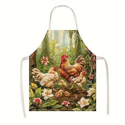 TEMU 1pc Cooking Apron Kitchen Decor Apron Home Kitchen Workwear Print Bib Apron Men And Women, Kitchen Apron Image
