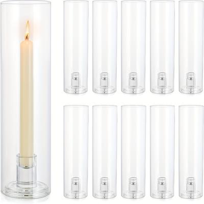 TEMU Elegant Glass Windproof Candle Holders With - Ideal For Home, Restaurant, Wedding, And Party Decor | Center Table Decorations, Wedding Centerpieces|elegant Table Setting|glass Candle Holder Image