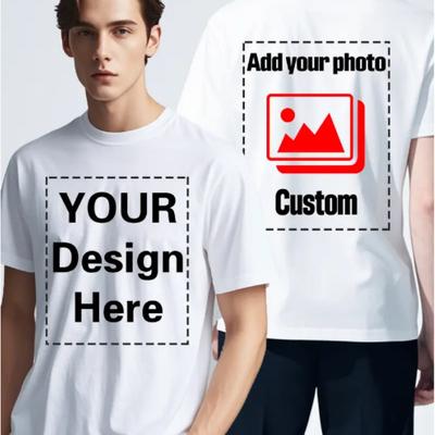 TEMU Customized Photo T-shirt For Men - Personalized Front And Back Print, White Round Neck Short Sleeve, Machine Washable, Ideal For Casual Summer Wear And Holiday Gifts, Personalized Gif Image