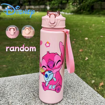 TEMU Cute Stitch Cartoon 800ml/27oz Transparent Sports Water Bottle, Leakproof With Pop-up Lid, Suitable For Fitness, Running, Gift For Her, Birthday And Stylish Day Present Image
