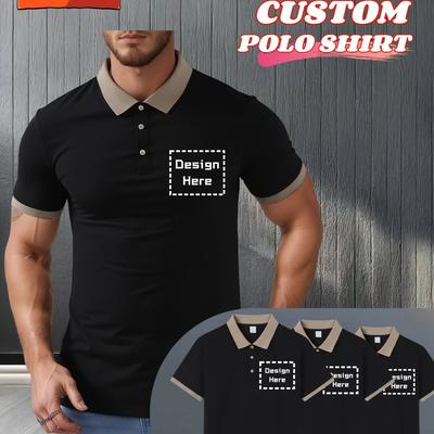 TEMU 3pcs Custom Logo Heat Transfer Print Men's Shirts - 100% Polyester, Light Business Casual Summer T-shirts With , Regular & Casual Attire Image