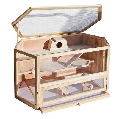 TEMU Wiltec Xxl 3-story Rodent Cage, 6-sided, 1150 X 600 X 580 Mm, Made Of Wood, With Folding Lid & Viewing Window, Small Animal Cage Hamster Cage Image