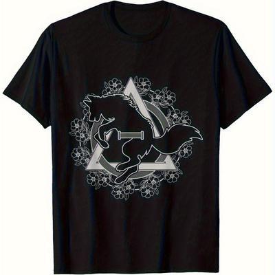 TEMU Therian Theta Wolf Hound Furry T-shirt 100% Cotton, Fabric Weight 180g, T-shirt To Your Temperament, S-xxxl, Black Image
