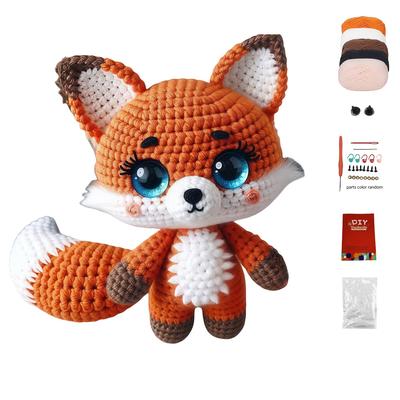 TEMU 1 Diy Crochet Kit For Beginners - Adorable Fox Design, Mix Colors | Includes Essential Materials & Tools | Décor, Home Décor Project Image