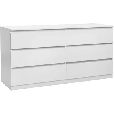 6 Drawer Dresser - Modern Chest of Drawers for Bedroom, Wood Dressers with Deep Drawers, Cut-Out Handles, Anti-Tipping Device