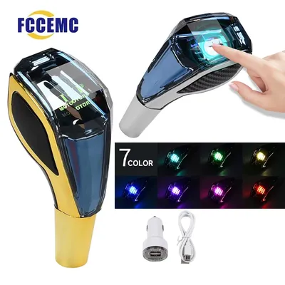 Car Universal Crystal Handle Gear Shift Knob Kit With LED 7 color For Toyota Lada Lexus Mazda VW KIA Interior Accessories