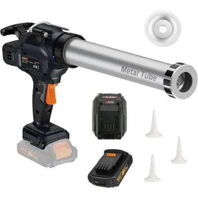 2-in-1 Cordless Caulking Gun Sausage Gun with 2.0AH Batteries, for 10oz-20oz/300-600ml Cartridges and Sausage Packs, Anti-Drippi