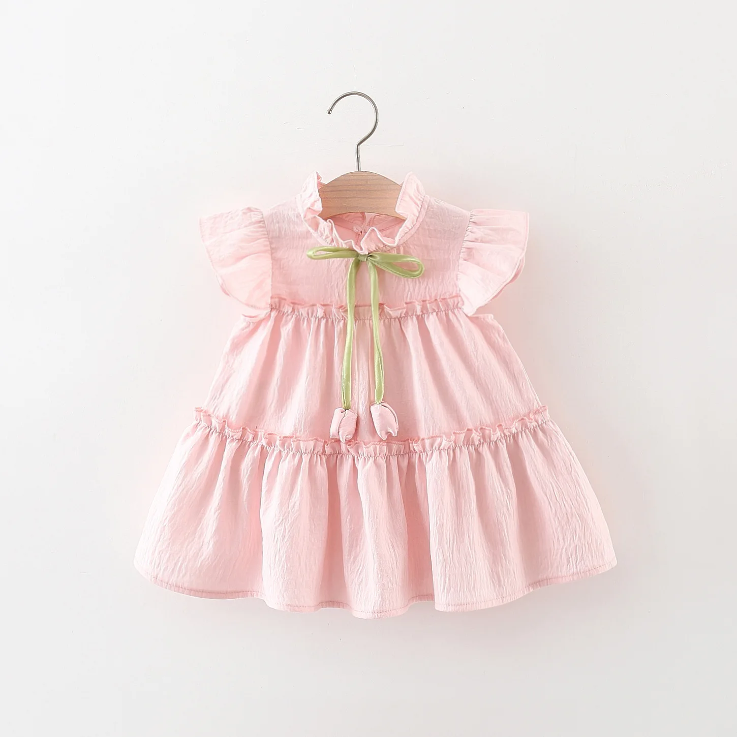 9 Monate bis 4 Jahre alt, Sommer, neues Baby-Mädchen-Kleid, süße rosa Tulpen-Kinderkleidung, geeignet für Geburtstagsfeiern Image