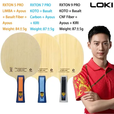 LOKI RXTON 5Pro/7Pro/9Pro Tischtennisschläger, 5 Holz, 2 Carbon-Tischtennisschläger, Paddelbogen und schneller Angriff für fortgeschrittenes Training Image