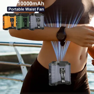 Waist Fan Portable Hanging Neck Fan for Outdoor Sport Camping Travel Mini Waist Fan 10000mAh USB Rechargeable with Power Bank