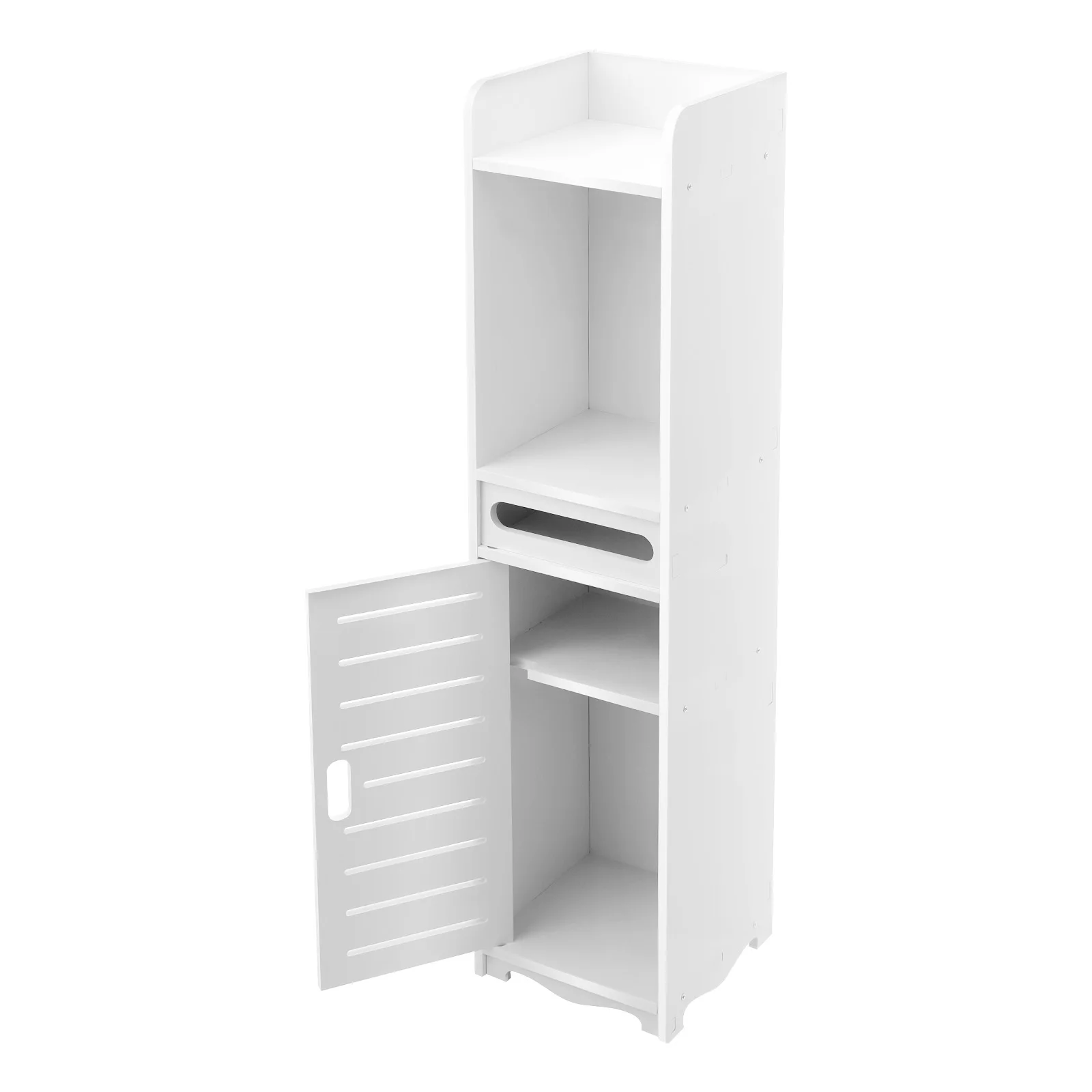 Schlankes Badezimmerschrank-Set, verstellbare Badezimmerschränke für Taschentücher, Shampoo, Badezimmer, Wohnzimmer, Arbeitszimmer, Weiß, 20 x 20 x 80 cm