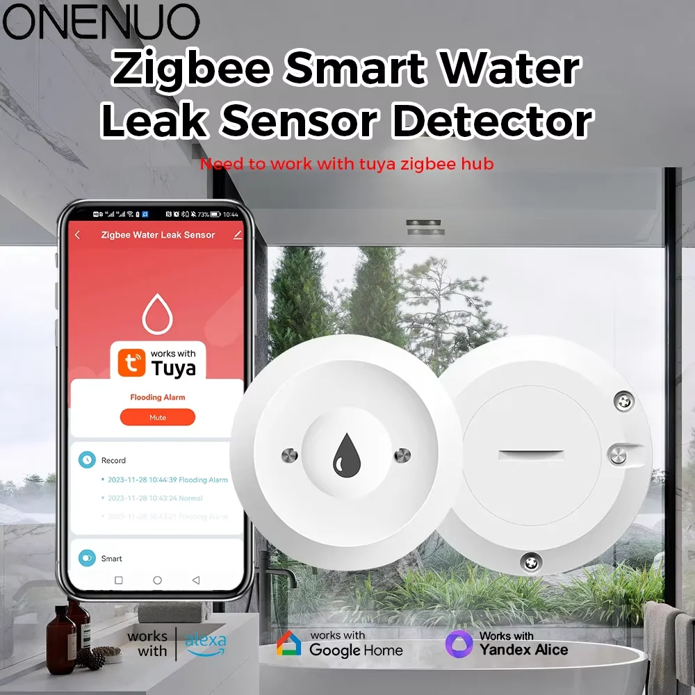 Zigbee Lecküberschwemmungsdetektor Tuya Wassersensor App Fernüberwachung für Küche/Badezimmer Unterstützung Home Assistant Image