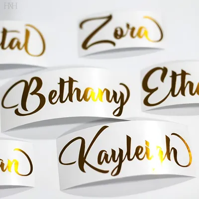 10 Stück personalisierte Namens-Vinylaufkleber, selbstklebende, wasserfeste Vinyl-Aufkleber, individuelle Vinyl-Aufkleber für Hochzeit, Taufe Image