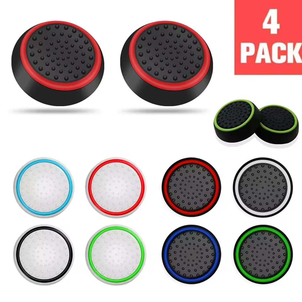 4 Stücke Silikon Analog Thumbstick Grip Caps Für PS5/PS4/PS3 Controller Für Steam Deck/Xbox One/Xbox 360 Gamepad Zubehör Image