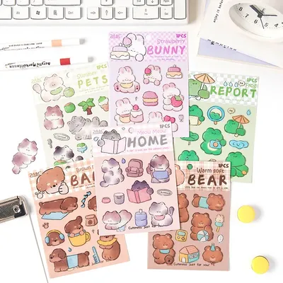 Kawaii Cartoon Tier Küche Epoxid Aufkleber Niedliche Cartoon Journal DIY Notebook Goo Karte Dekorative Aufkleber Image