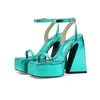 Damen Sommers andalen 4,5 Plattform Super High Heels sexy quadratische Zehen Schuhe Größe 2014-2018
