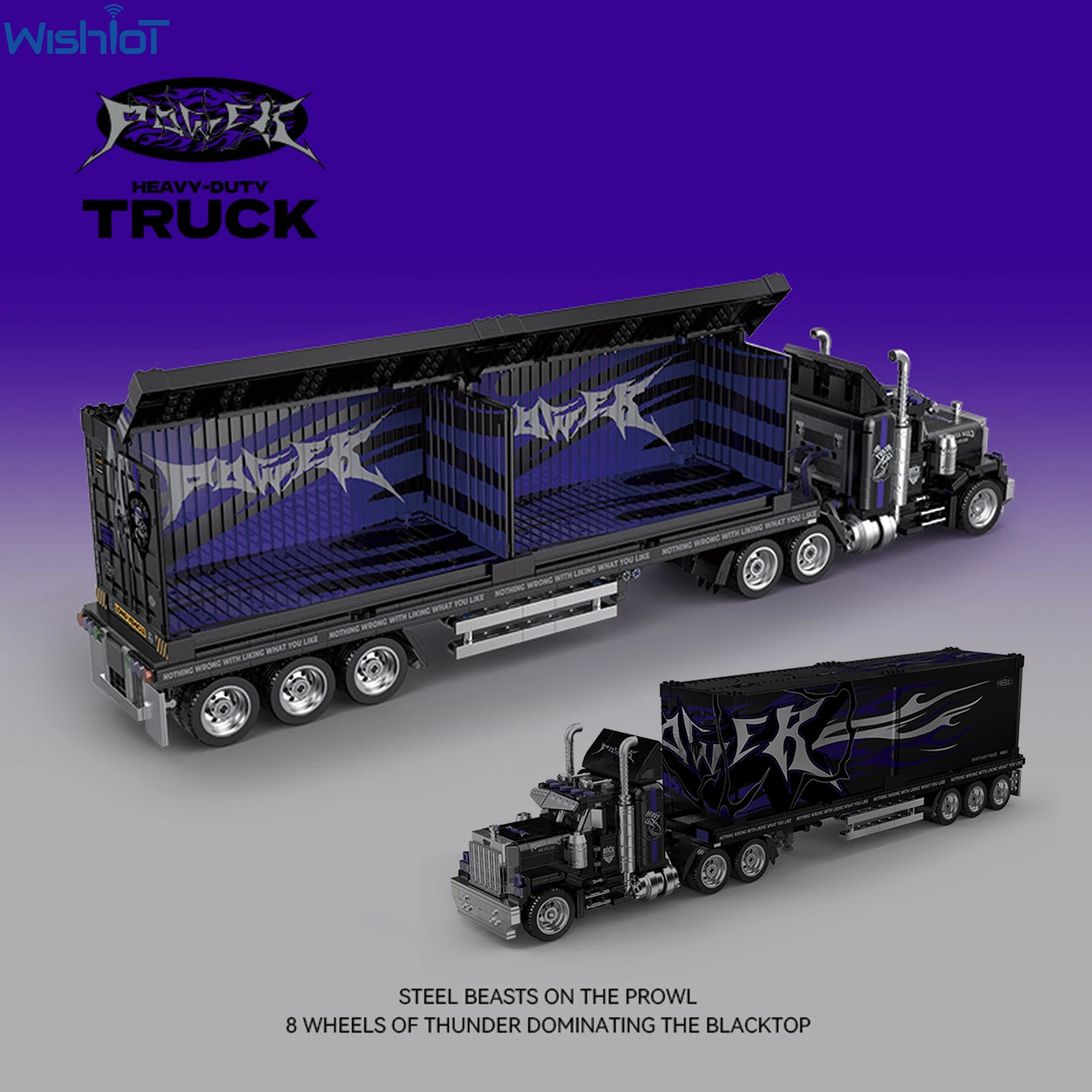 PB8829 Heavy-Duty Truck Retro American Tractor Container Truck Transport Auto Bausteine Modell Montage Spielzeug Kinder Erwachsene Geschenk Image