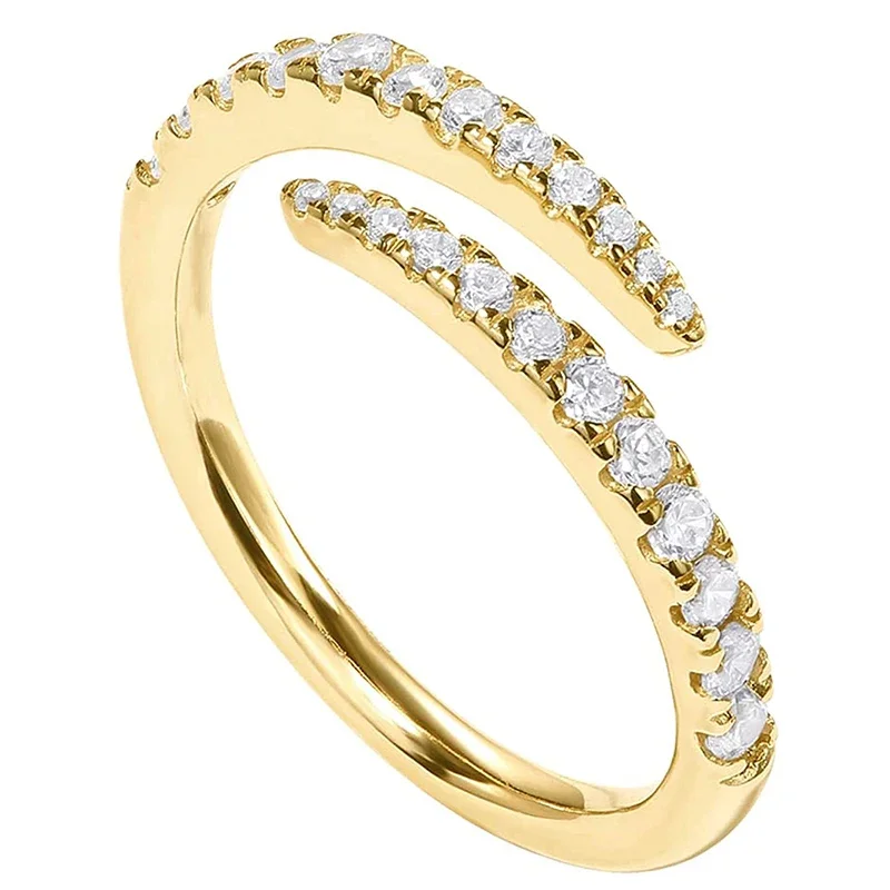 Huitan Einfache, stilvolle Öffnungsringe für Frauen, glänzender Zirkonia, Fingerzubehör, neuer trendiger, zarter, täglicher tragbarer Schmuck Image