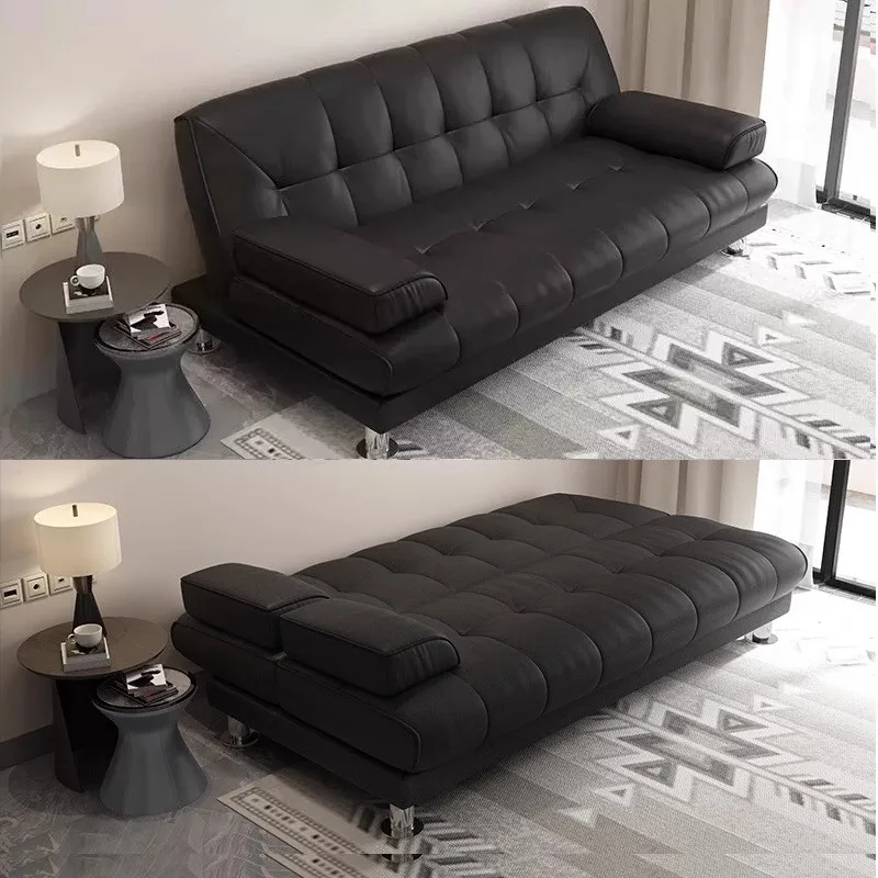 Klappbares Dual-Purpose-Schlafsofa. Kleine Wohnung, multifunktionales, modernes, einfaches Wohnzimmer, Büro, Ledersofa, Klappbett