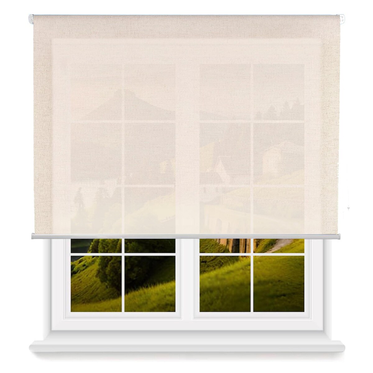 WellHome - Lichtdurchlässiges Polyester-Rollo 160 x 175 cm (Breite x Höhe) Leinenfarbe Image