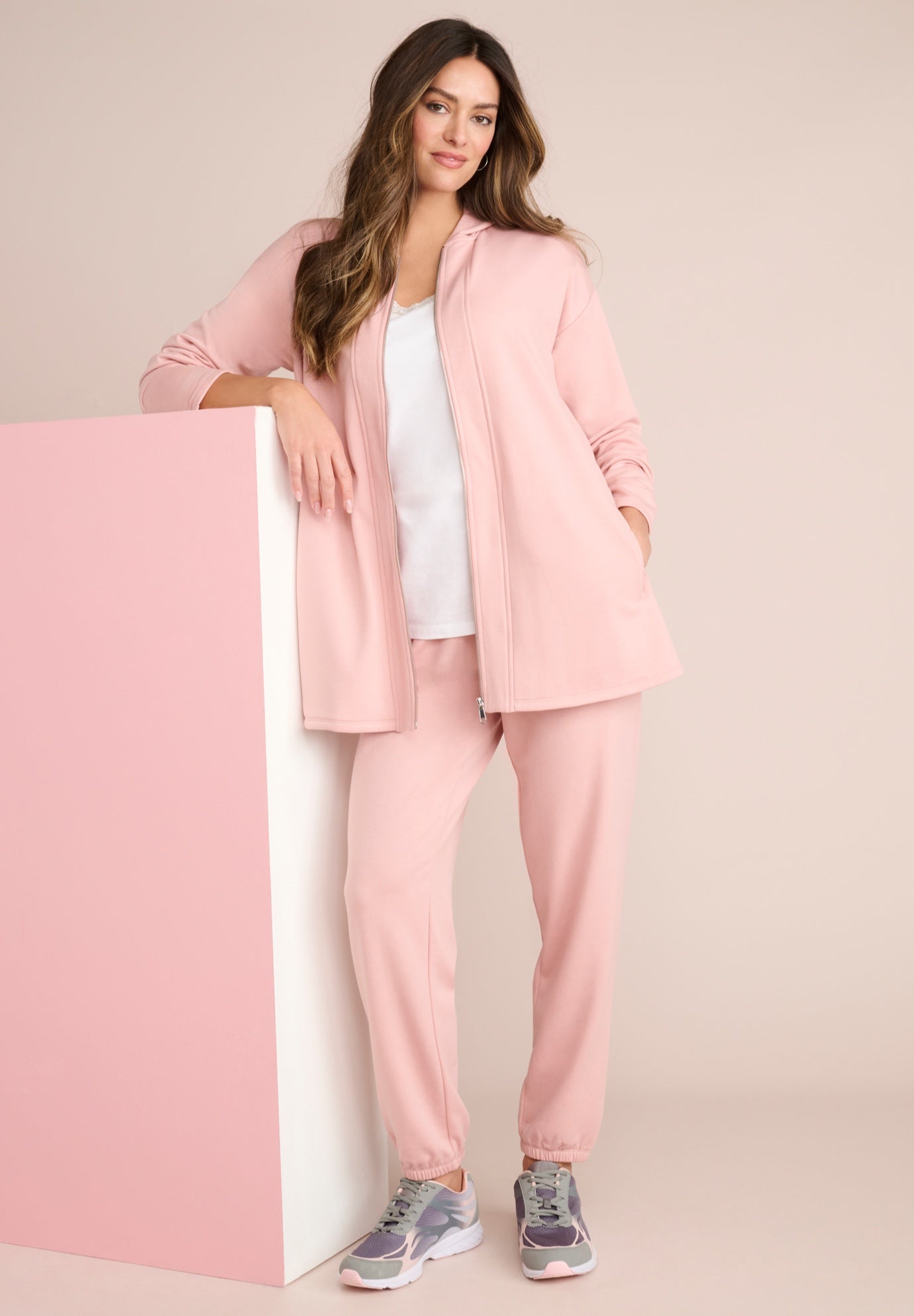 Plus Size Women's Comfort+ Fleece Slim Leg Jogger by Roaman's in Mauve Blush (Size 5X)