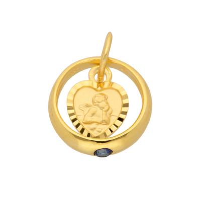 Ketten-Anhänger ADELIA´S "333 Gold Anhänger Taufring Ø 10,6 mm", blau, Schmuckanhänger, Damen, Gold, mit Safir Goldschmuck für Damen Image