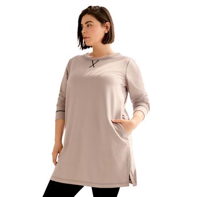 Plus Size Women's French Terry Tunic Dress by ellos in Taupe Grey (Size 4X)