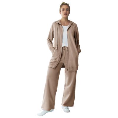 Plus Size Women's Wide Leg French Terry Sweatpant by ellos in Dark Taupe (Size 30/32)