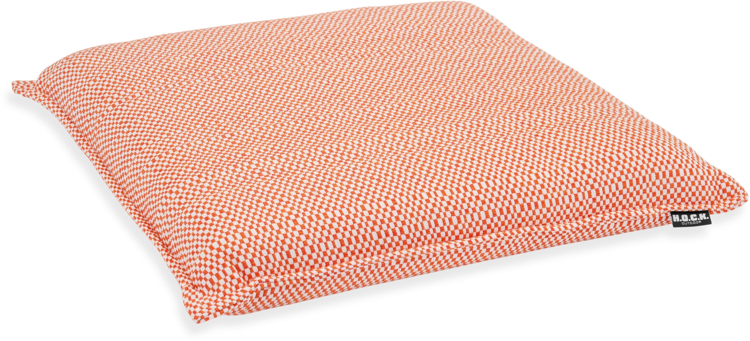 Sitzauflage H.O.C.K. "Brian", orange (orange,weiß), B:40cm H:6cm, Obermaterial: 100% Polypropylen, Polsterauflagen, Outdoor Sitzkissen, 40x40x6cm, Stuhlkissen, schwarz, kleingemustert