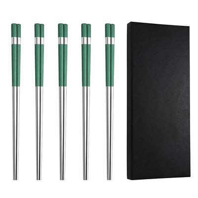5 Pairs of Chopsticks, Reusable 304 Stainless Steel Chopsticks, Multi-Color Anti-Slip Chopsticks, Heat-Insulated and Anti-Scalding Chopsticks